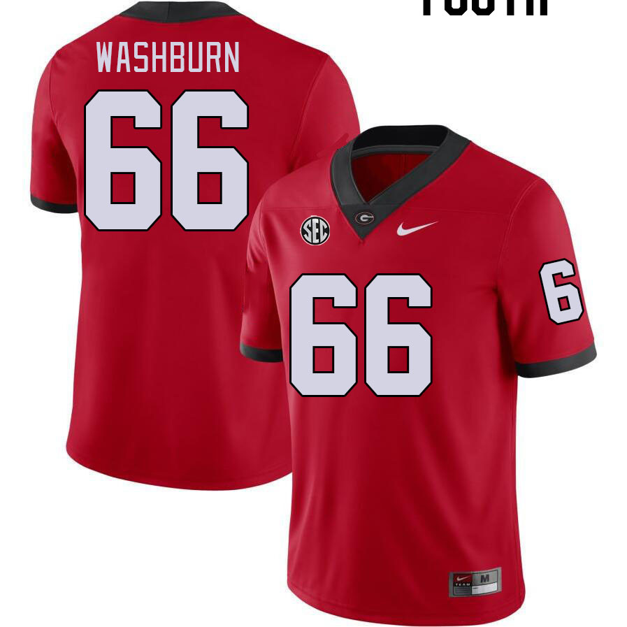 Georgia Bulldogs Youth Jonathan Washburn #66 Red Stitched College UGA Football Jersey 23TN015FE